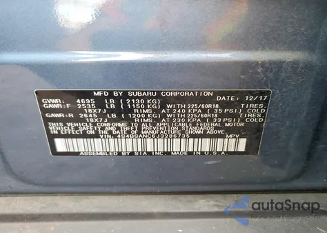 2018 Subaru Outback 2.5I Limited z USA, uszkodzony, nr VIN 4S4BSANC6J3286735